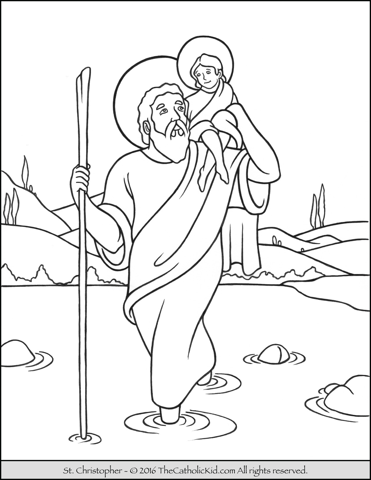 Saint Christopher Coloring Page The Catholic Kid Inside Pages 1275x1650 Saint Christopher Coloring Page The Catholic Kid Inside Pages