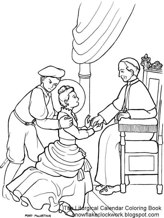 Snowflake Clockwork St. Therese Coloring Page 539x717 Snowflake Clockwork St. Therese Coloring Page
