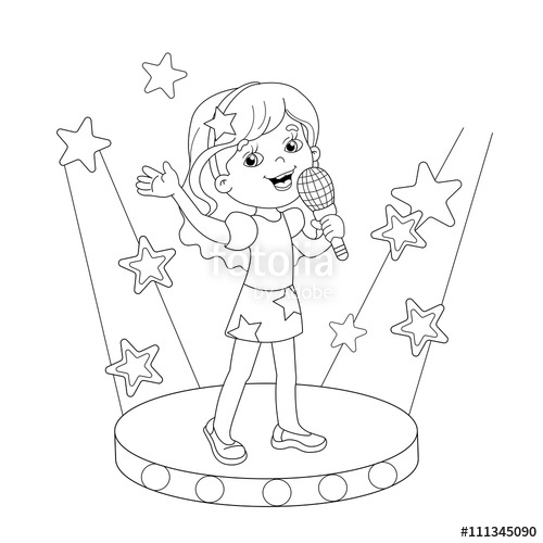 Coloring Page Outline Of Girl Singing A Song On Stage Stock Image 500x500 Coloring Page Outline Of Girl Singing A Song On Stage Stock Image