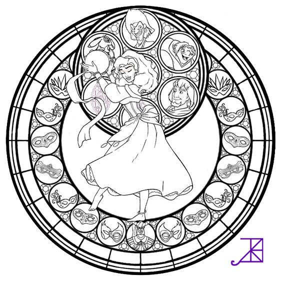 Disney Stained Glass Coloring Pages 564x564 Disney Stained Glass Coloring Pages