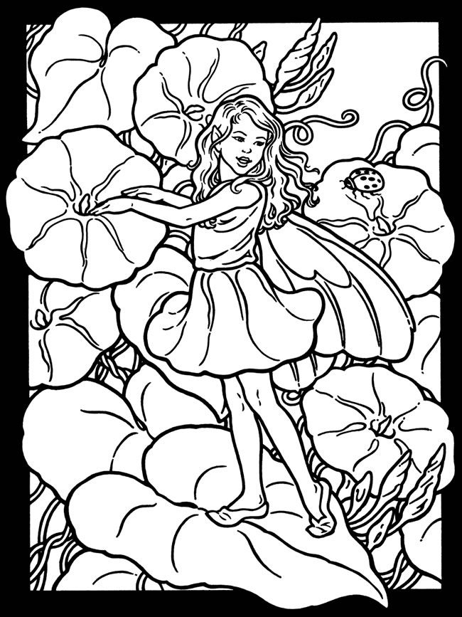 Garden Fairies Stained Glass Coloring Book Flower Fairies 650x867 Garden Fairies Stained Glass Coloring Book Flower Fairies