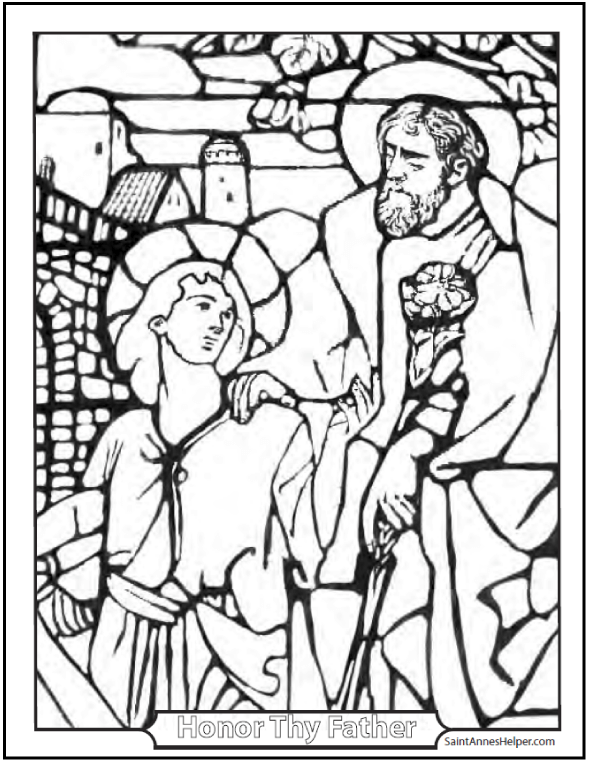 Joseph And Jesus Coloring Page Perfect Father And Son 590x762 Joseph And Jesus Coloring Page Perfect Father And Son