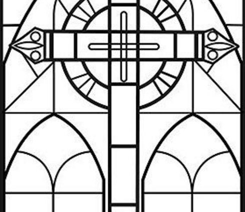 489x425 Dorable Stained Glass Cross Coloring Pages Illustration