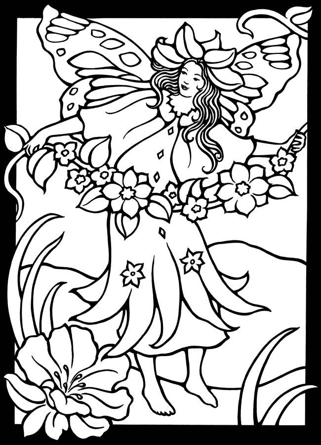 Magic Garden Fairies Stained Glass Coloring Book Dover Coloring 650x900 Magic Garden Fairies Stained Glass Coloring Book Dover Coloring