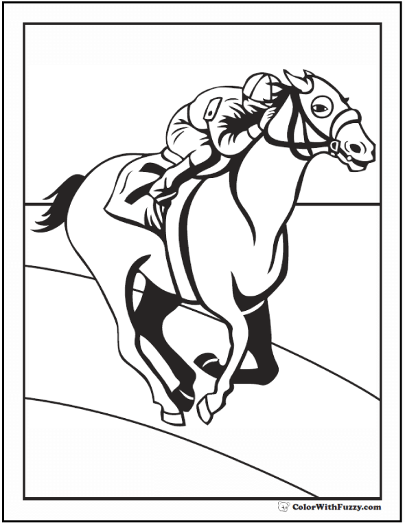 Horse Coloring Page Riding, Showing, Galloping 590x762 Horse Coloring Page Riding, Showing, Galloping