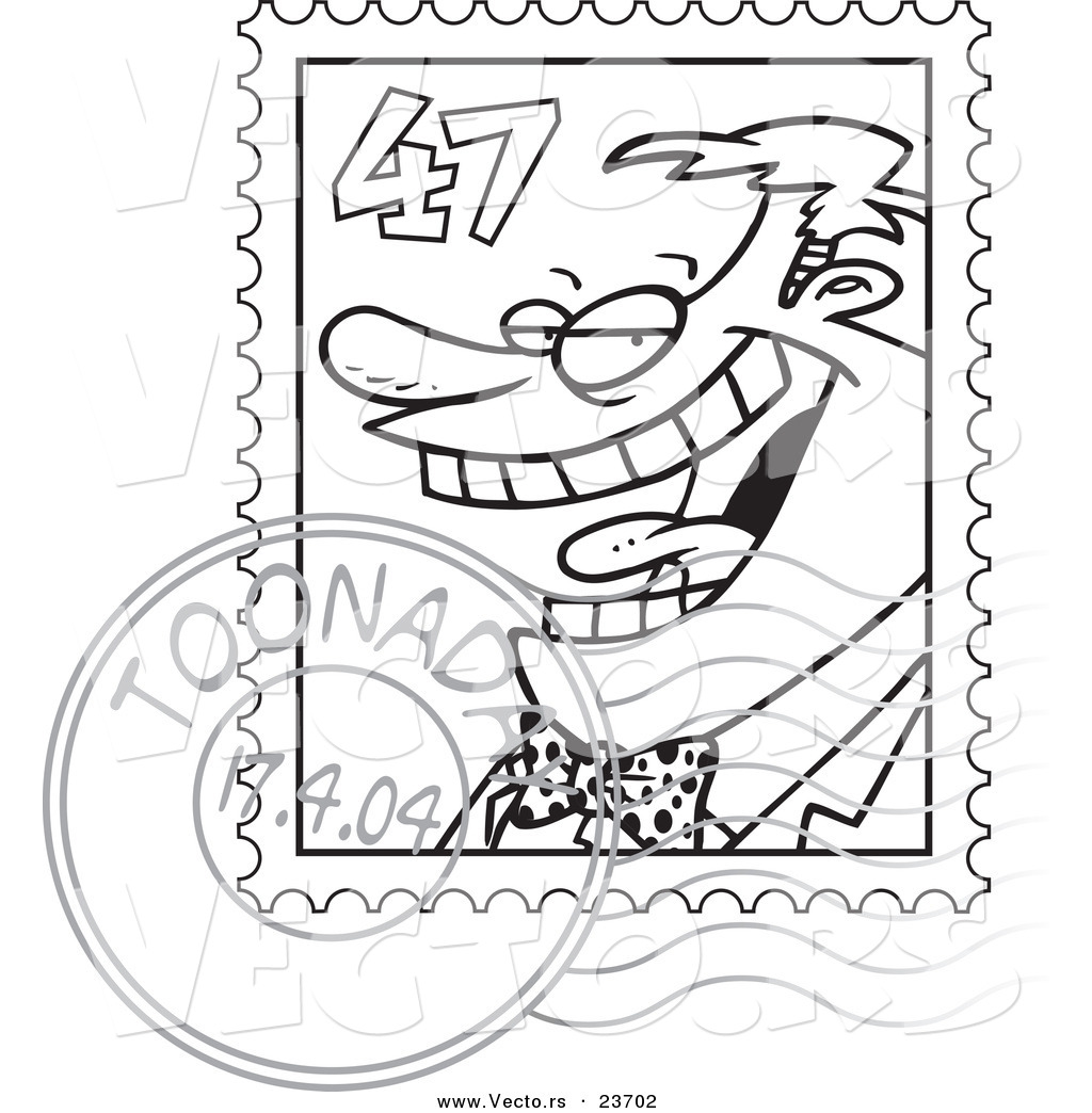 Vector Of A Cartoon Postmarked Stamp 1024x1044 Vector Of A Cartoon Postmarked Stamp