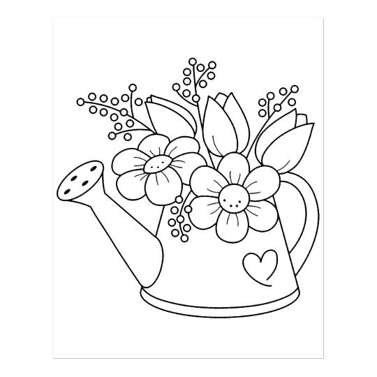 Coloring Watering Can Coloring Page Garden With Flowers Rubber 540x540 Coloring Watering Can Coloring Page Garden With Flowers Rubber