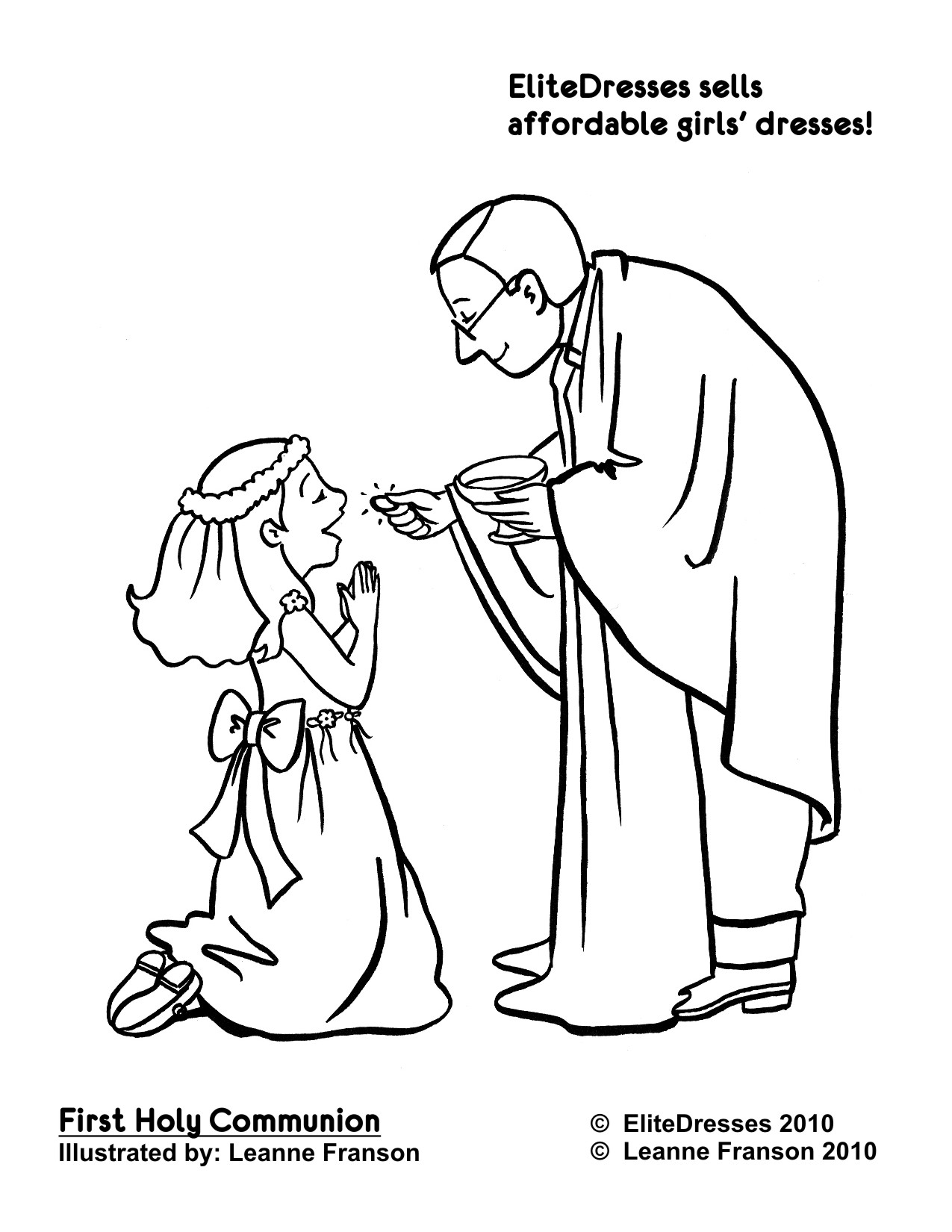 1275x1650 First Communion Dress Coloring Pages