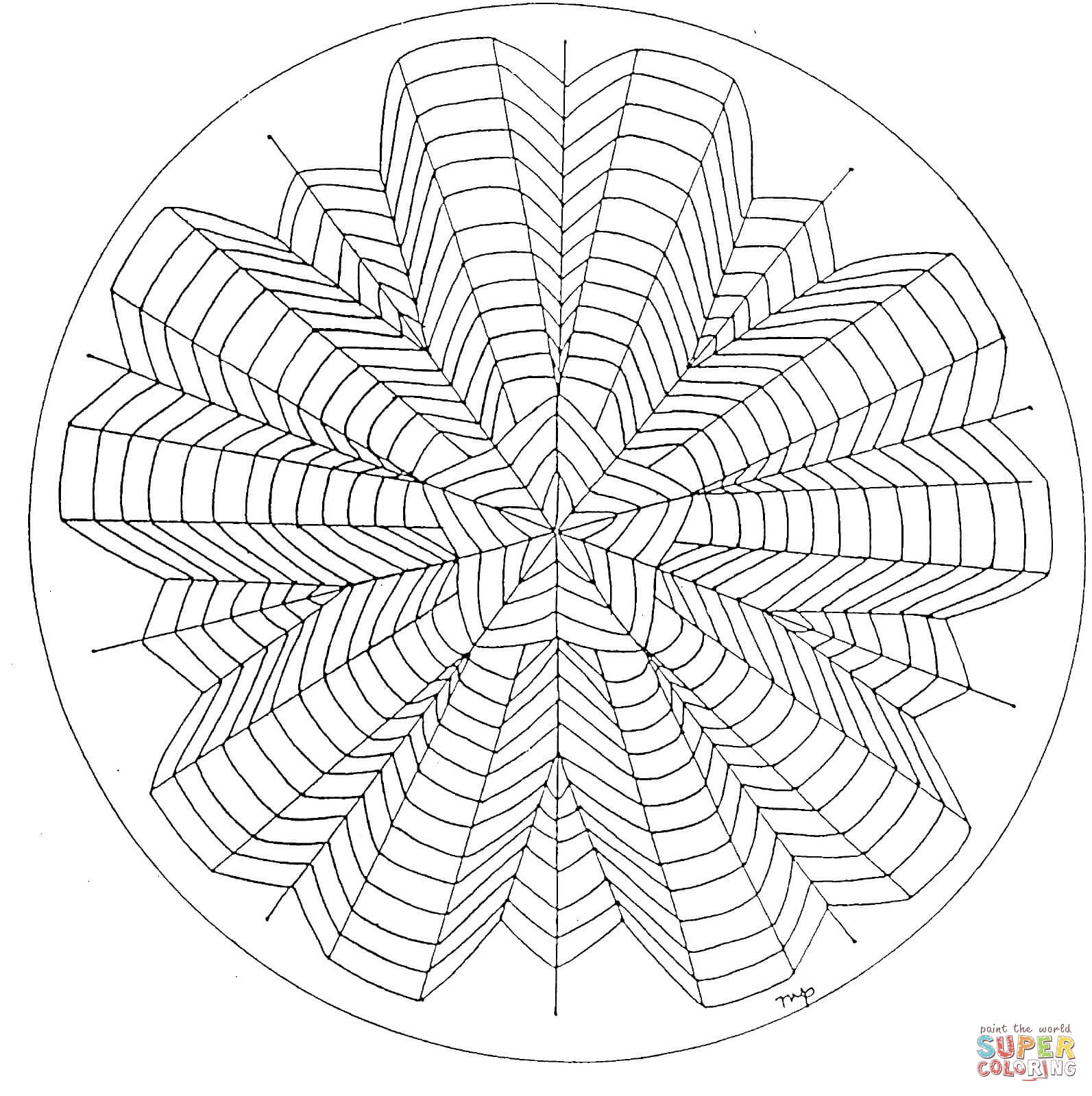 1593x1600 Fresh 5 Point Star Mandala Coloring Page