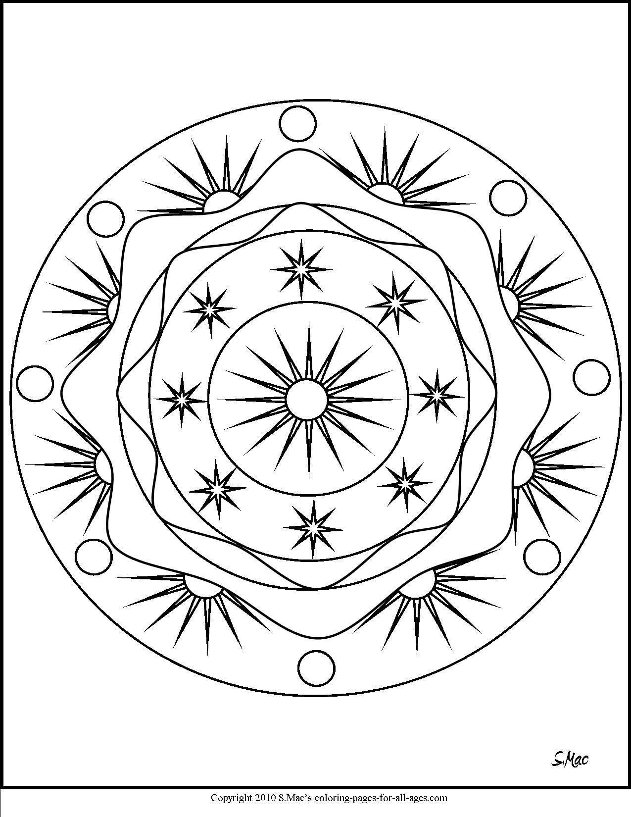 1275x1650 Awesome S Mac S Sun Moon And Stars Mandala Coloring Page Free