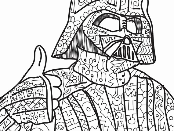 570x427 Darth Vader Star Wars Coloring Page Adult Coloring Zentangle Lego