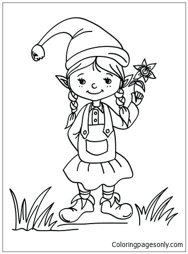 377x509 Free Coloring Pages Christmas Girl Elf Coloring Page Free