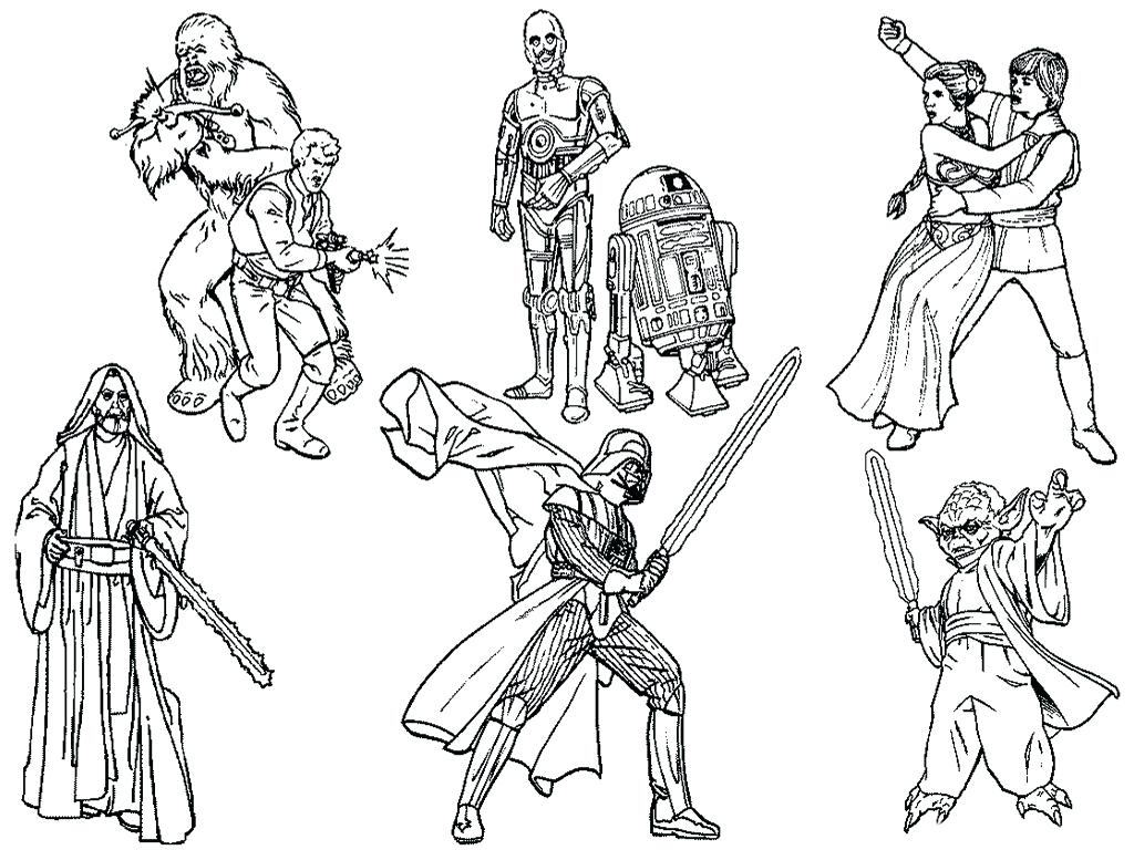 1024x768 Star Wars Droid Coloring Pages Printable The Force Awakens Cartoon