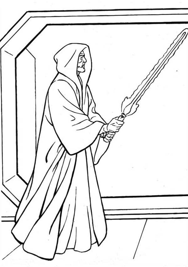 600x851 Palpatine Holding Light Saber In Star Wars Coloring Page