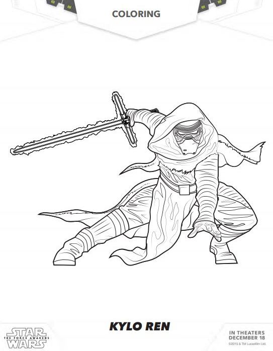 543x698 Star Wars The Force Awakens Coloring Pages And Activity Sheets