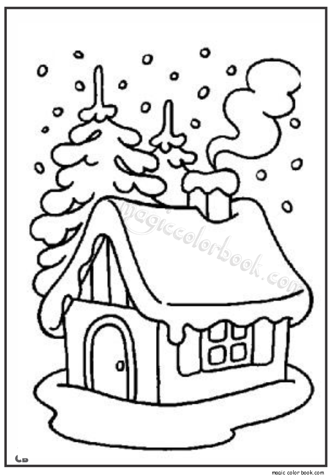 Winter House Coloring Page 685x975 Winter House Coloring Page