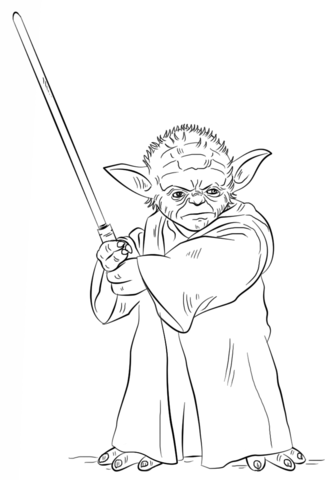 333x480 Yoda With Lightsaber Coloring Page From Star Wars Category. Select