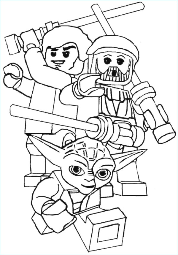 600x859 Lego Star Wars Yoda Holding Lightsabers Coloring Pages