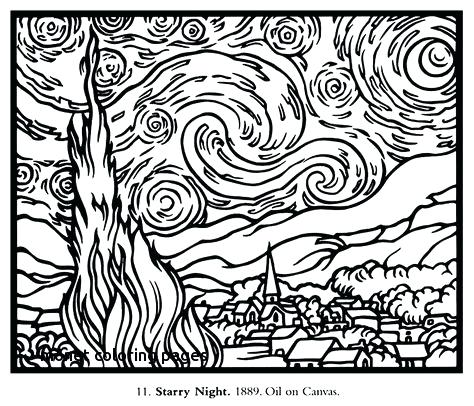 Van Gogh Starry Night Coloring Page 474x406 Van Gogh Starry Night Coloring Page