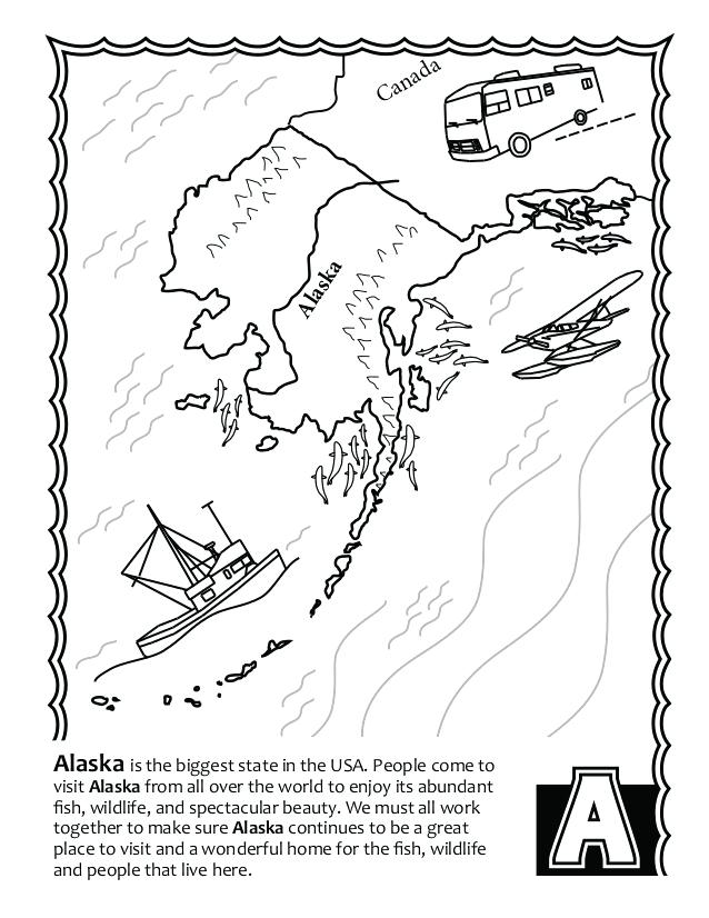 638x826 Alaska Coloring Page Free Fish S Coloring Book State Map Coloring