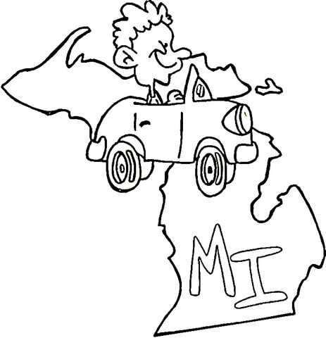 463x480 Michigan Coloring Pages State Of Michigan Coloring Page Free