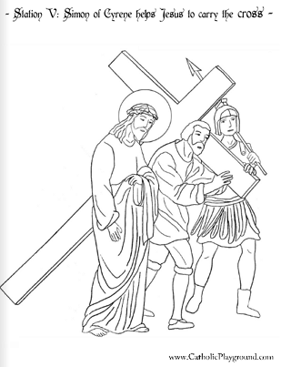 309x403 Coloring Page For The Fifth Station Of The Cross Simon Of Cyrene