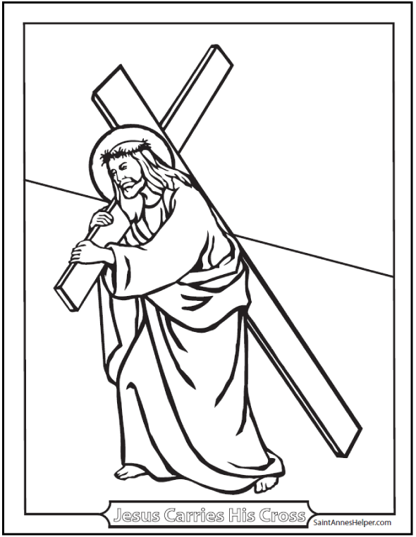 590x762 Carrying Of The Cross Coloring Picture