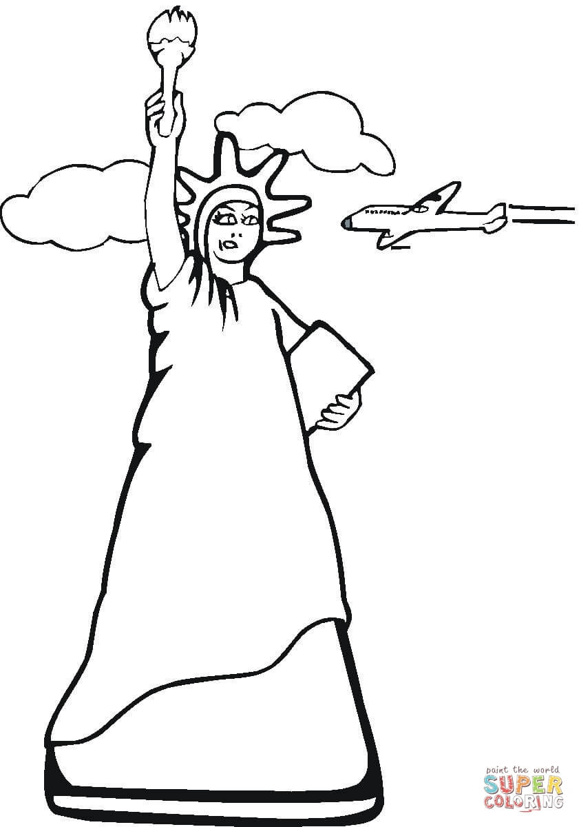 841x1200 Impressive Black And White Statue Of Liberty Cartoon Coloring Page