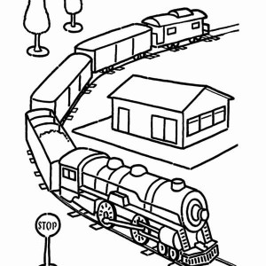 300x300 Long Steam Train On Railroad Coloring Page Color Luna
