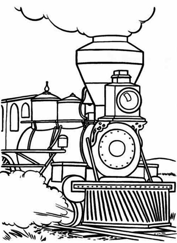 600x821 Steam Train Begin To Walk Coloring Page