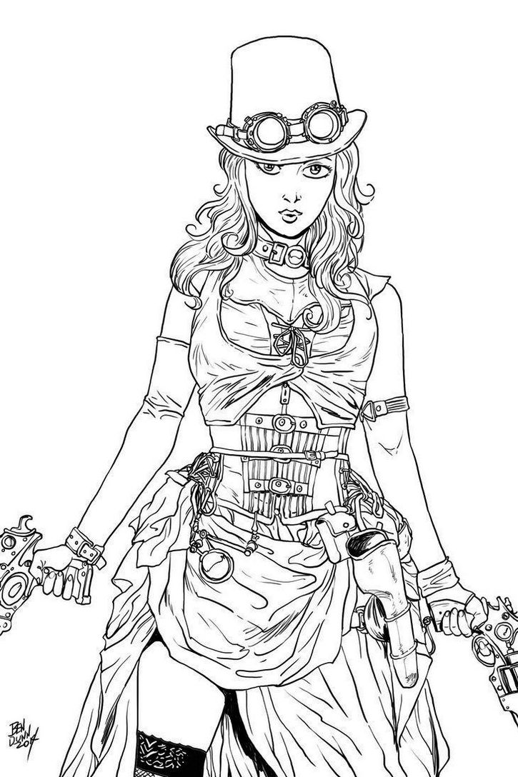 Printable Steampunk Coloring Pages 725x1088 Printable Steampunk Coloring Pages