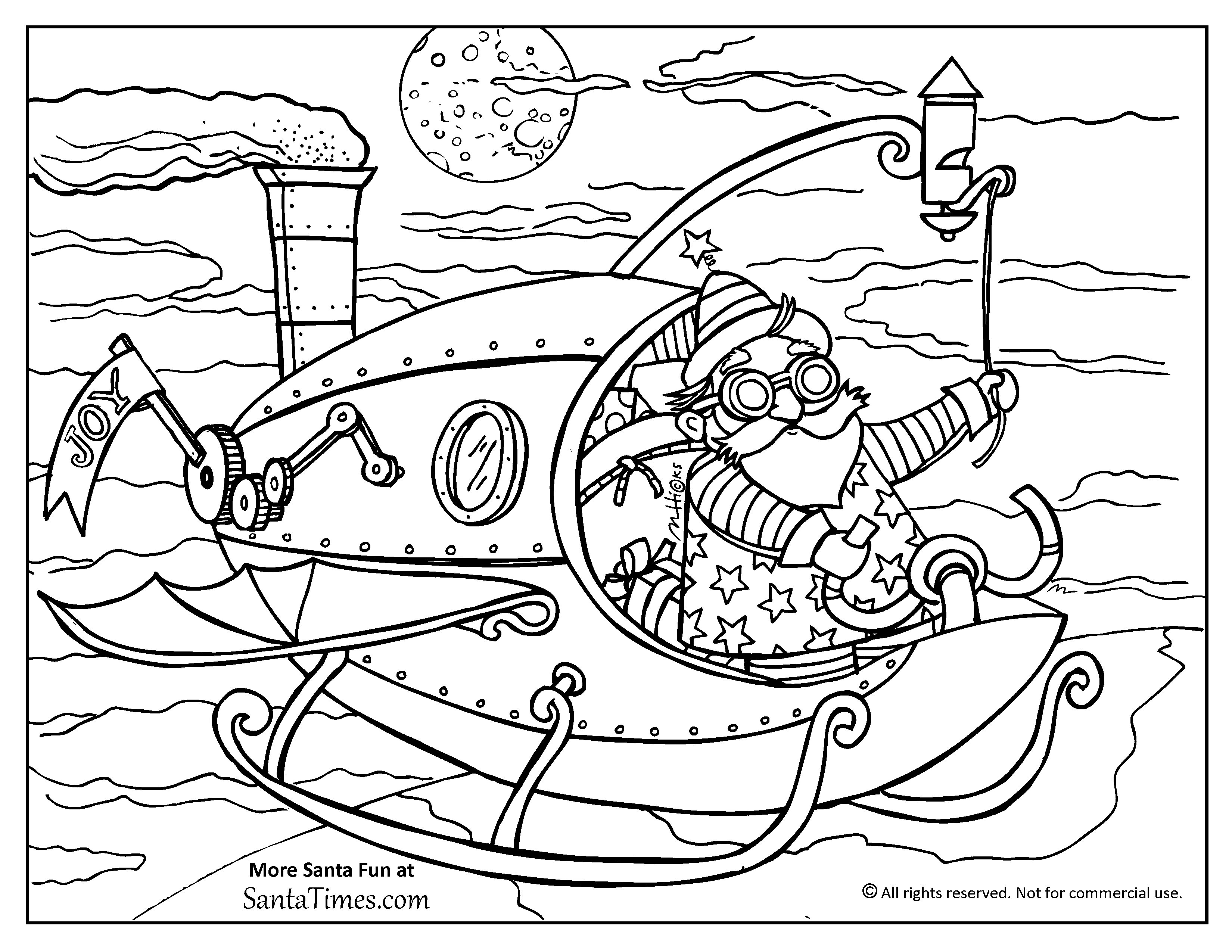 Steampunk Santa Coloring Page 3300x2550 Steampunk Santa Coloring Page