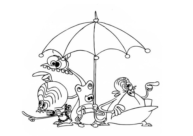 Space Goofs And An Umbrella Coloring Pages 620x438 Space Goofs And An Umbrella Coloring Pages