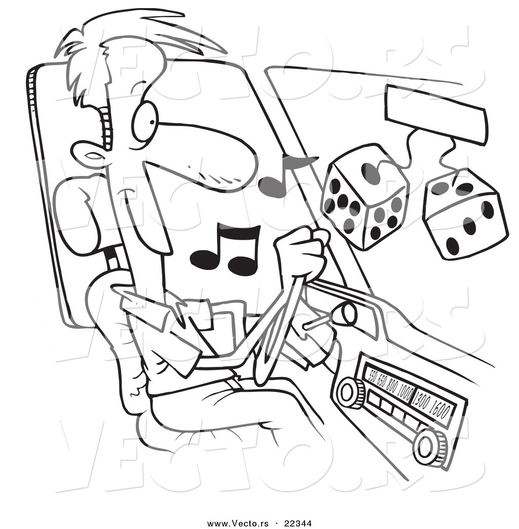 Vector Of A Cartoon Man Listing To Tunes In His Car 1024x1044 Vector Of A Cartoon Man Listing To Tunes In His Car