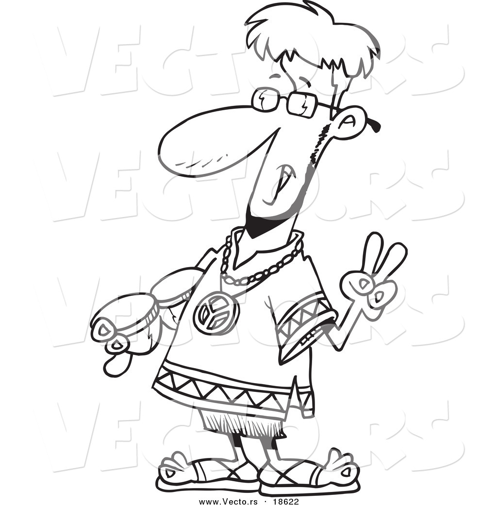 Vector Of A Cartoon Peaceful Hippie 1024x1044 Vector Of A Cartoon Peaceful Hippie