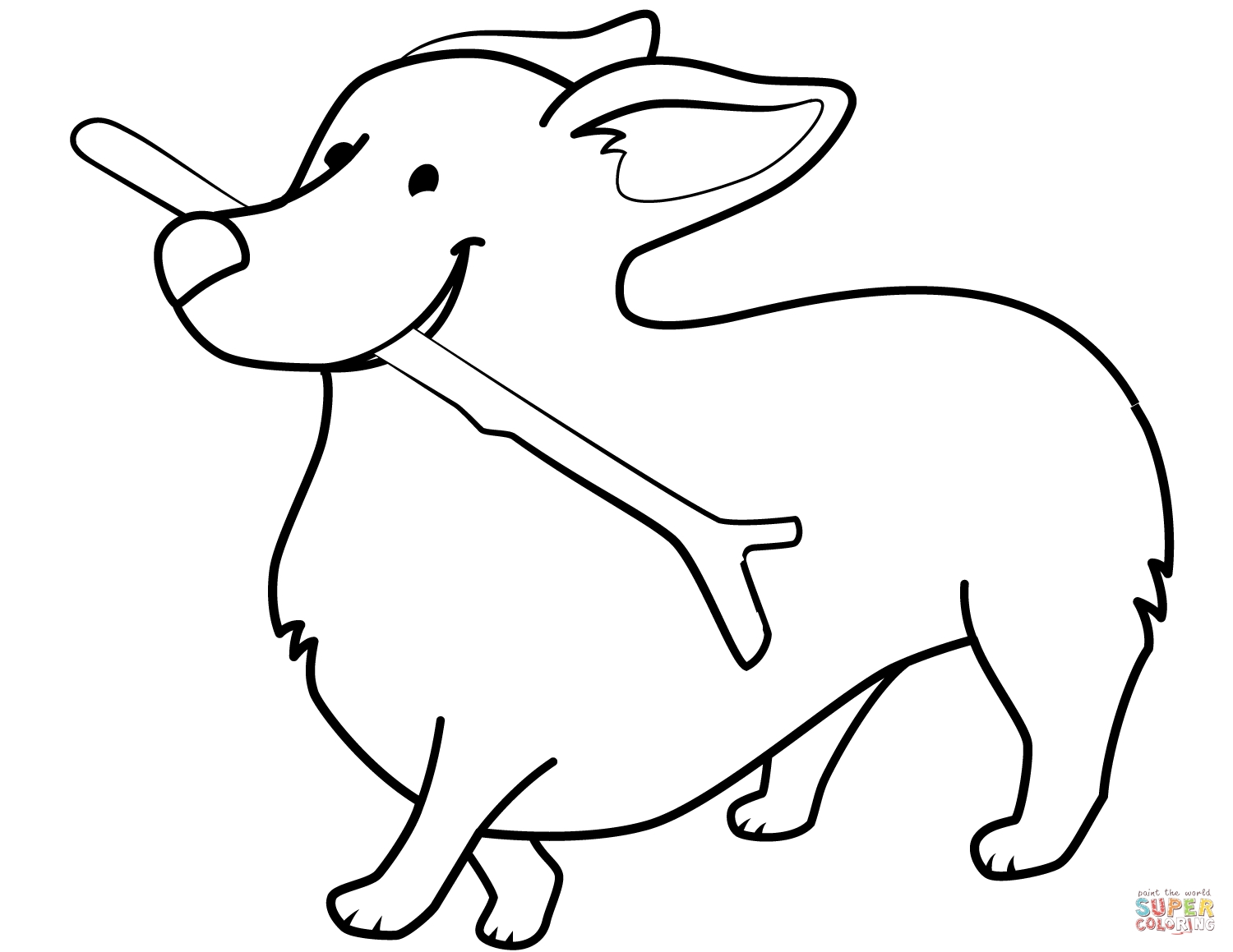 Funny Corgi Holding Stick Coloring Pages Download Coloring 1500x1159 Funny Corgi Holding Stick Coloring Pages Download Coloring