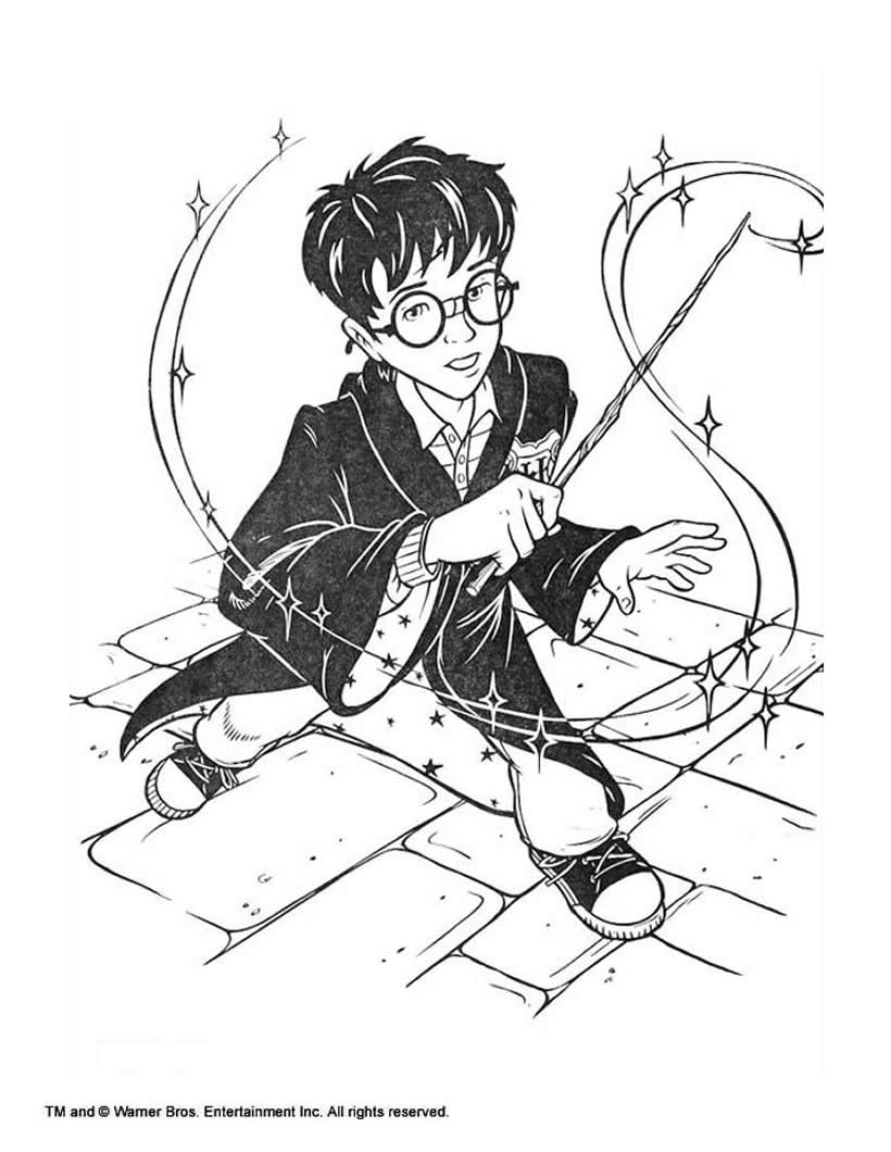 Harry Potter With Magic Stick Coloring Pages 820x1060 Harry Potter With Magic Stick Coloring Pages