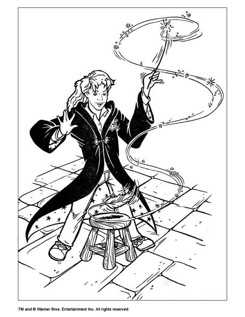 Hermione With Magic Stick Coloring Pages 820x1060 Hermione With Magic Stick Coloring Pages