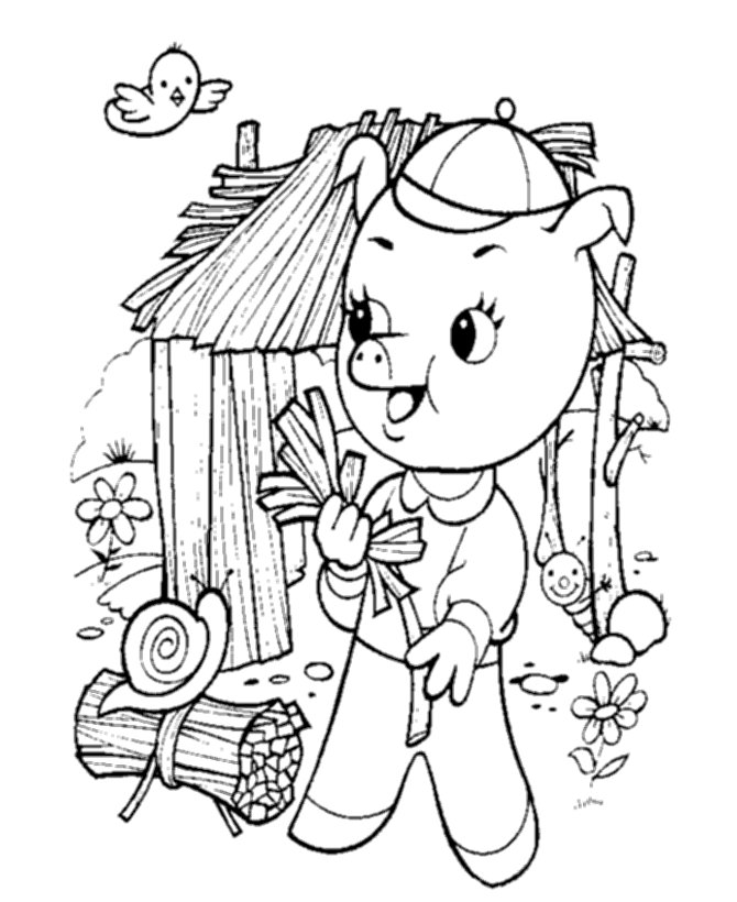 Bluebonkers 3 Pigs Coloring Sheets 670x820 Bluebonkers 3 Pigs Coloring Sheets