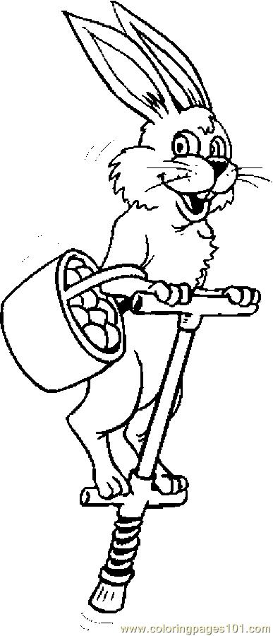 Bunny On Pogo Stick Coloring Page 387x900 Bunny On Pogo Stick Coloring Page