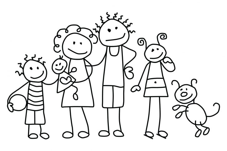 728x485 Family Coloring Page My Pages Pig Members Stick Figure Clip Art