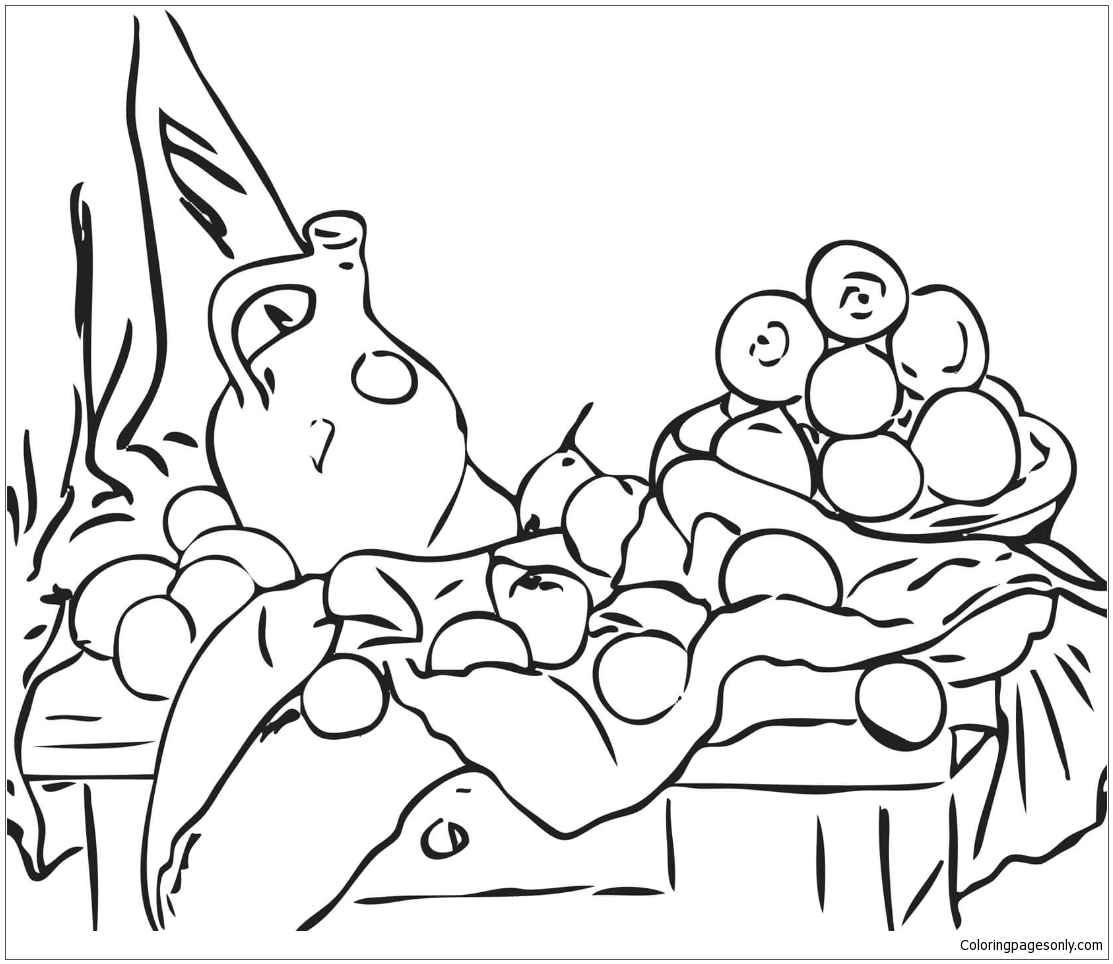 Still Life With Jug And Drapery By Paul Cezanne Coloring Page 1113x964 Still Life With Jug And Drapery By Paul Cezanne Coloring Page