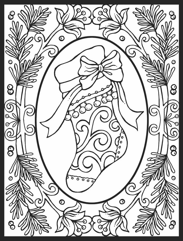 607x800 Free Christmas Coloring Pages For Adults