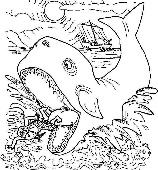 600x647 Jonah Get Out From Whale Stomach In Jonah And The Whale Coloring