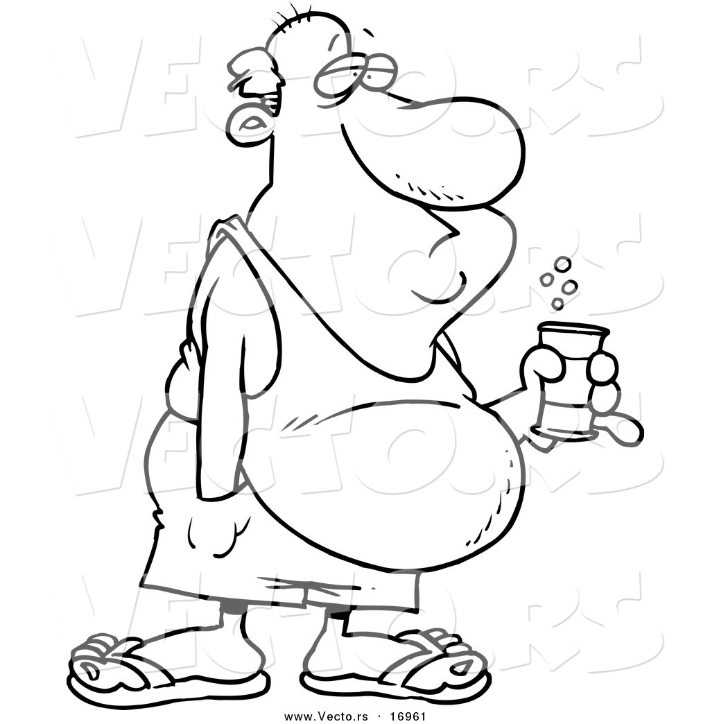 1024x1044 Vector Of A Cartoon Man With A Beer Belly And Canned Beverage