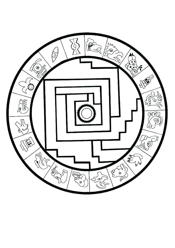 600x849 Aztec Calendar Coloring Page Calendar Coloring Page Coloring Pages