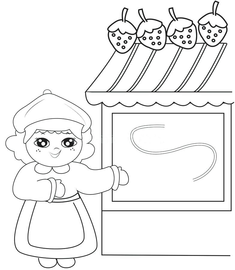 Store Coloring Page Download Girl Beside A Strawberry Store 784x900 Store Coloring Page Download Girl Beside A Strawberry Store