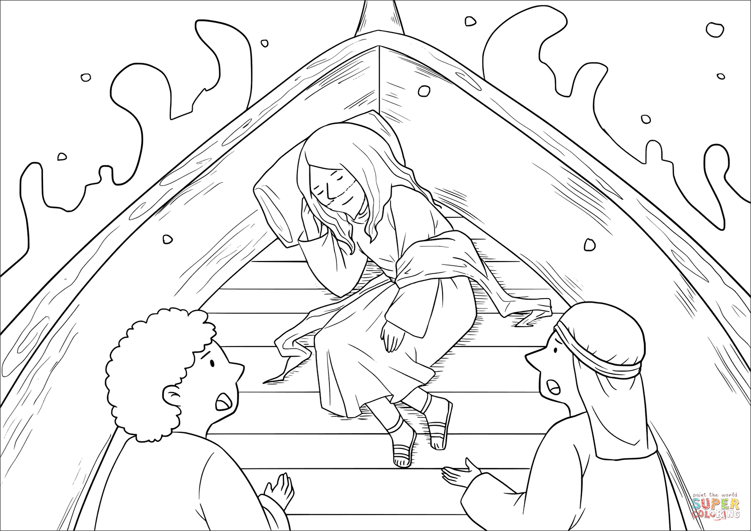 1500x1060 Jesus Calms The Storm Mark 435 41 Coloring Page Free Printable