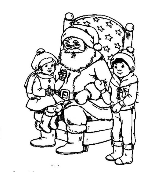 518x566 Santa Claus Telling A Christmas Story To The Kids Coloring Pages