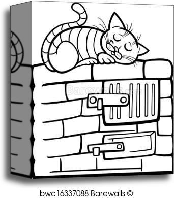 Canvas Print Of Cat On Stove Cartoon Coloring Page Barewalls 342x390 Canvas Print Of Cat On Stove Cartoon Coloring Page Barewalls